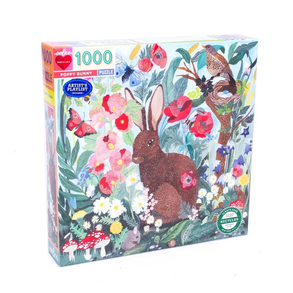 Eeboo, Puzzle, Gifts, 1000 piece, Square, Jigsaw, Poppy Bunny, 489648